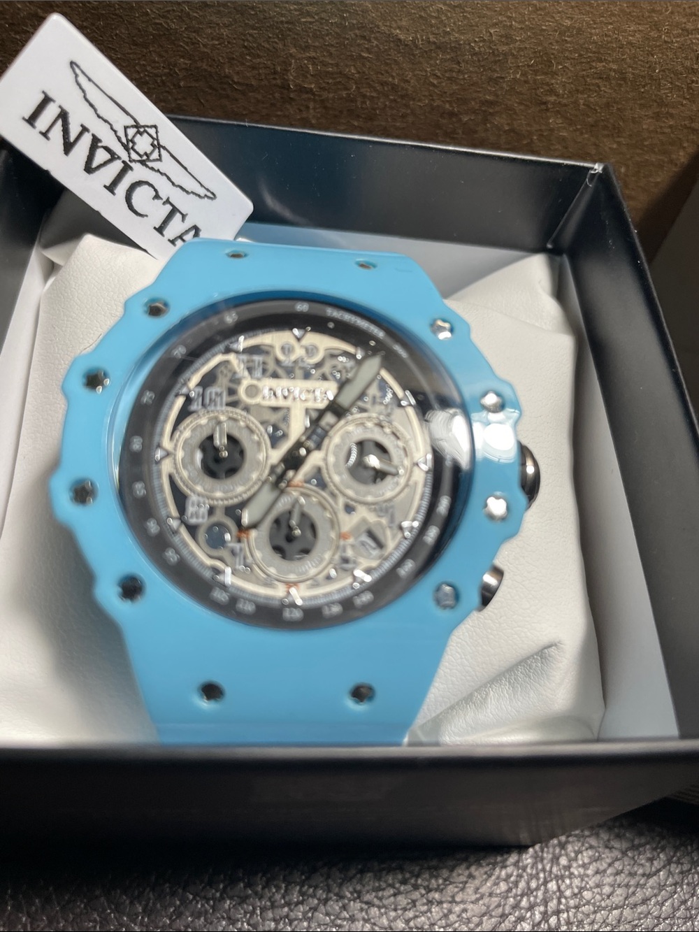 Invicta Light Blue Skeleton Chronograph Watch - Picture 1 of 4